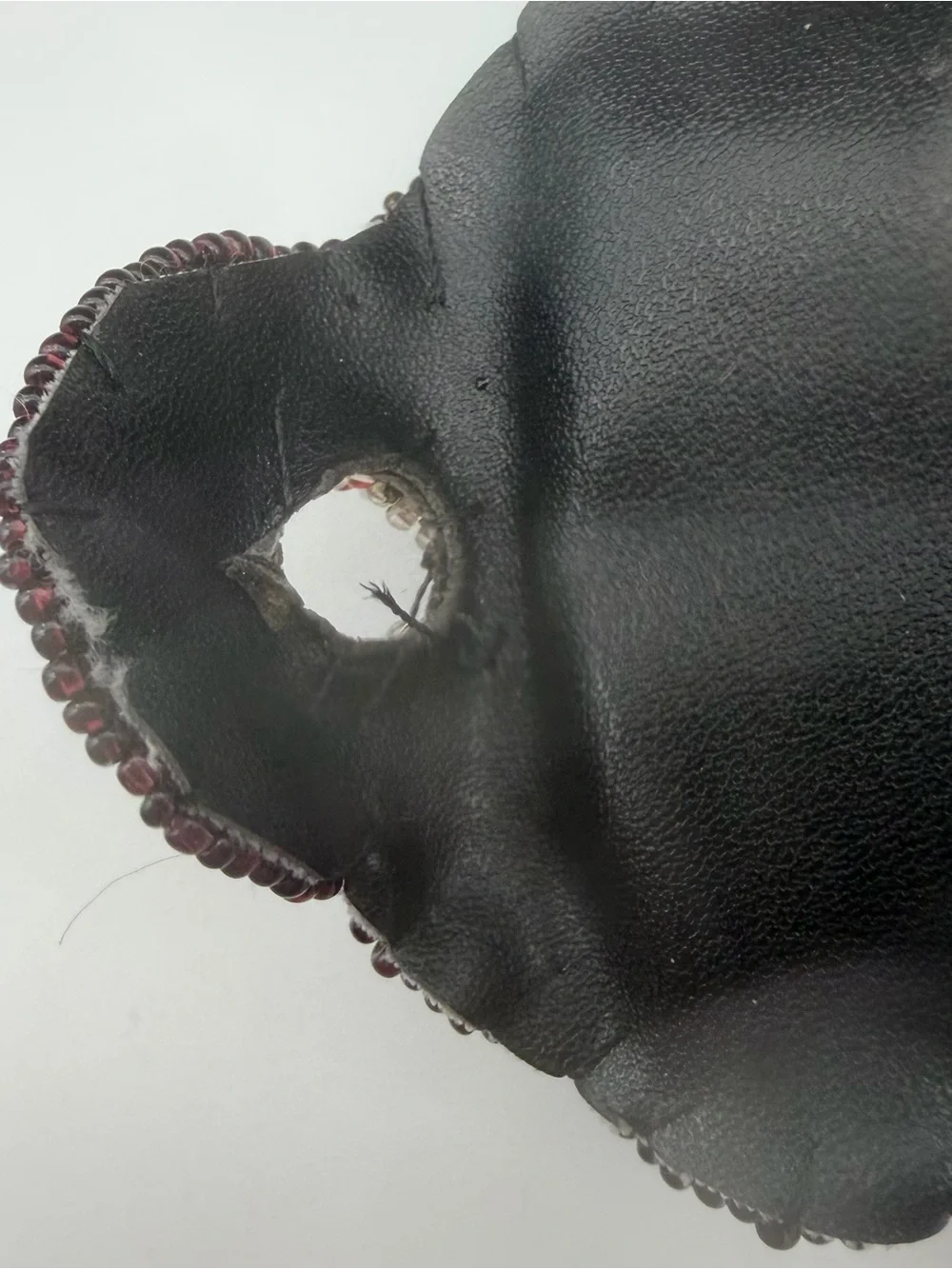 Native American Hand Beaded Barrette/Ponytail Holder With Wood Pin &Leather Back